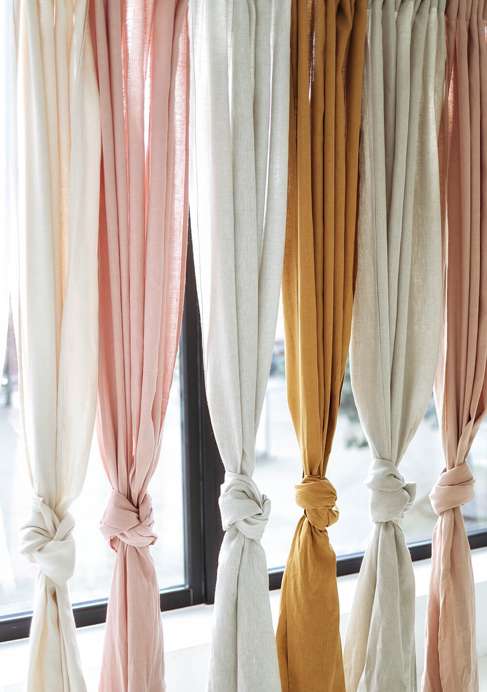Linen curtain panels set