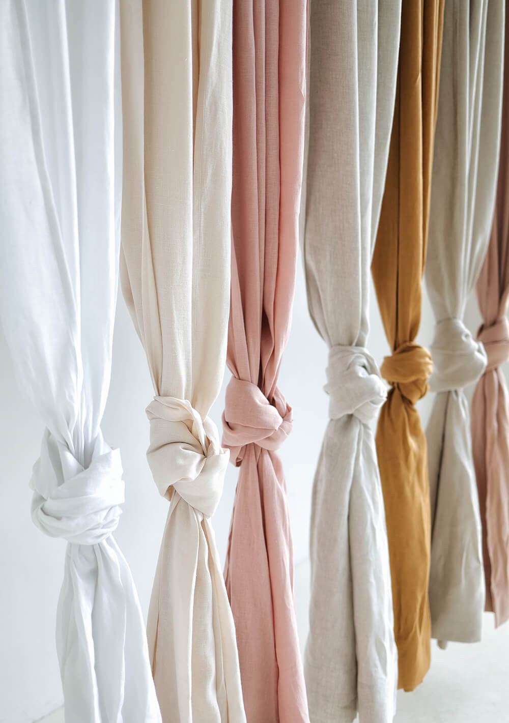 Linen curtain panels set