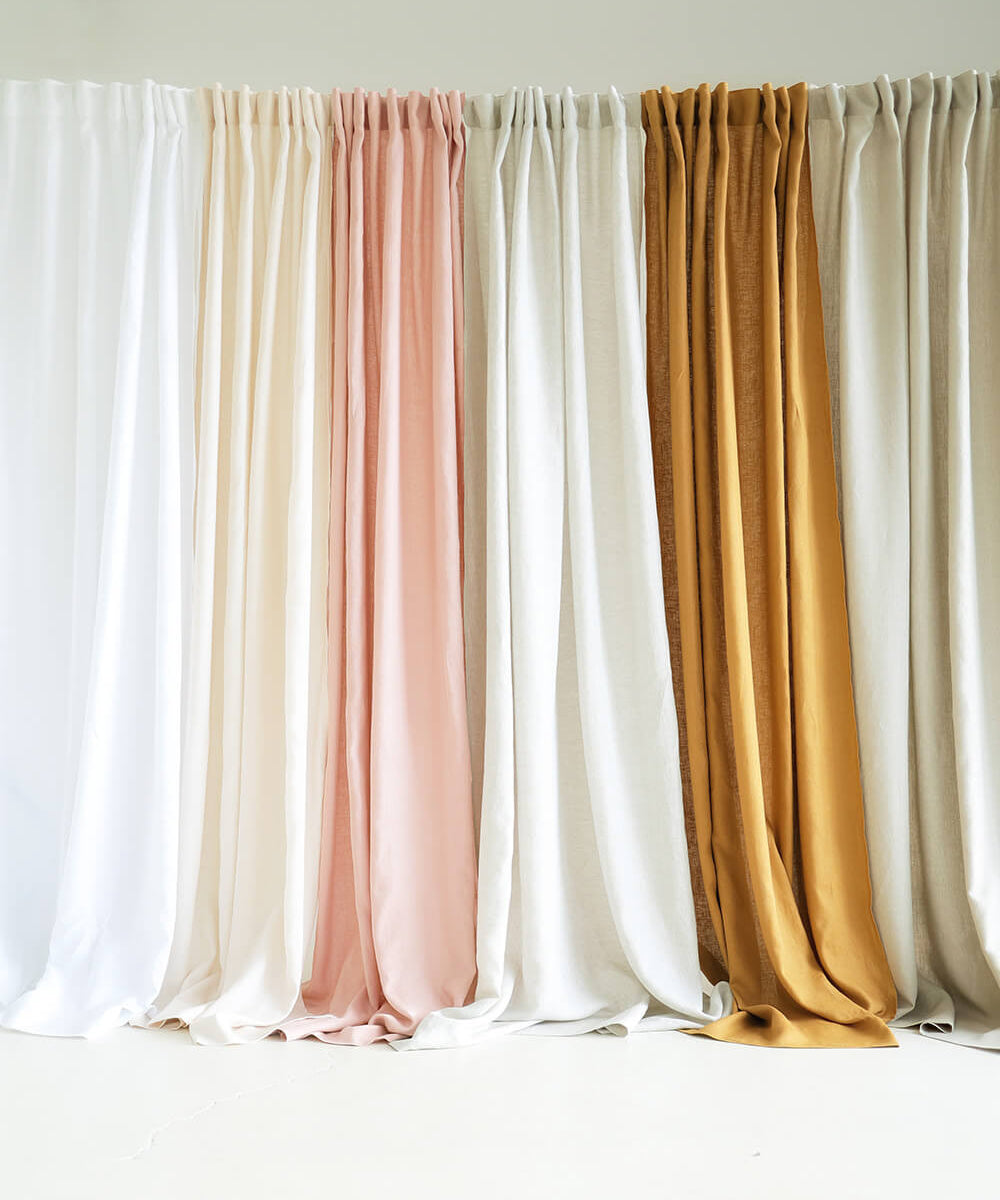 Linen curtain panels set