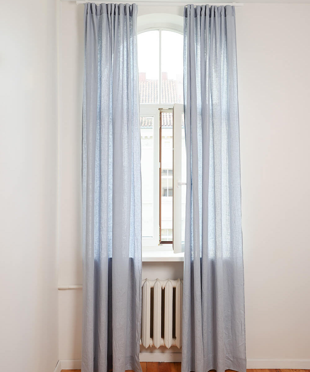 Linen curtains set in Bluish Gray