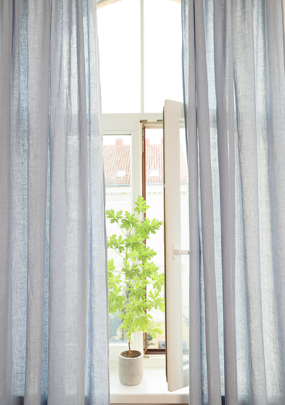Linen curtains set in Bluish Gray