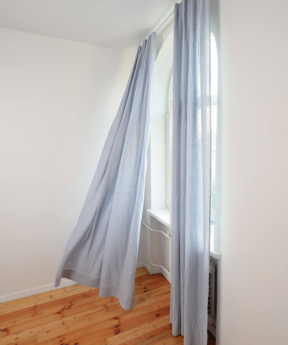 Linen curtains set in Bluish Gray