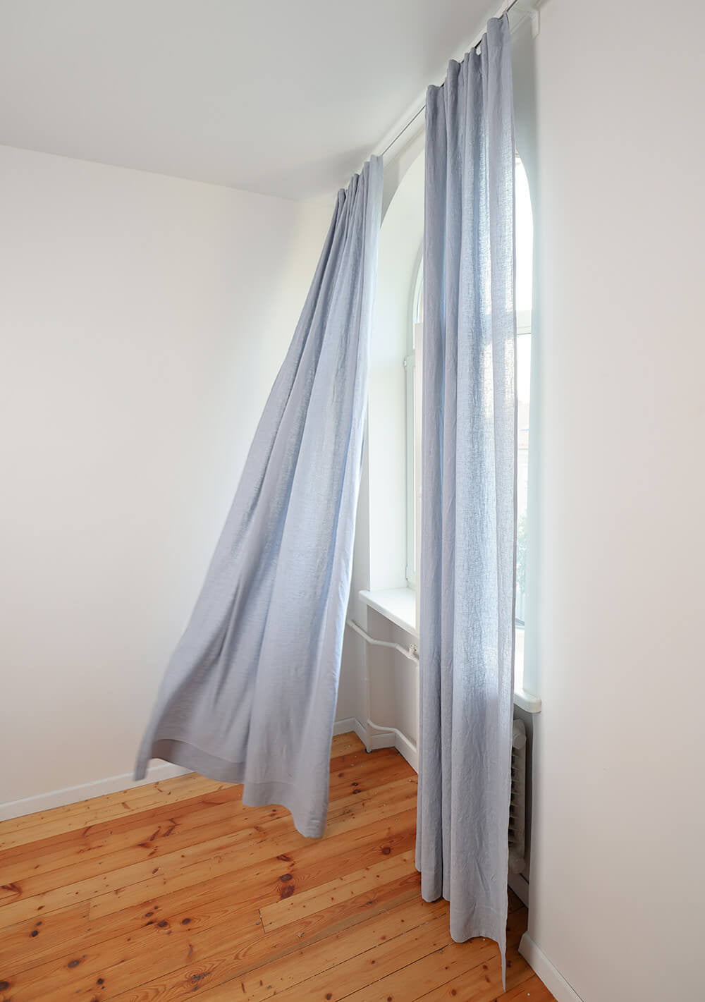 Linen curtains set in Bluish Gray