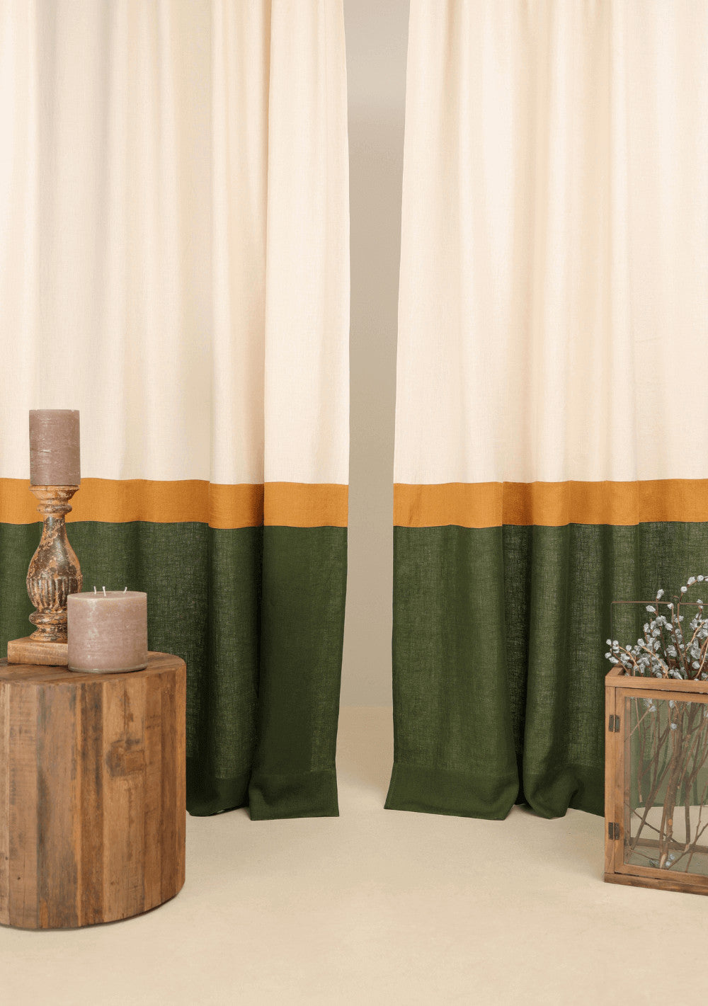 Linen curtains with multifunctional heading tape