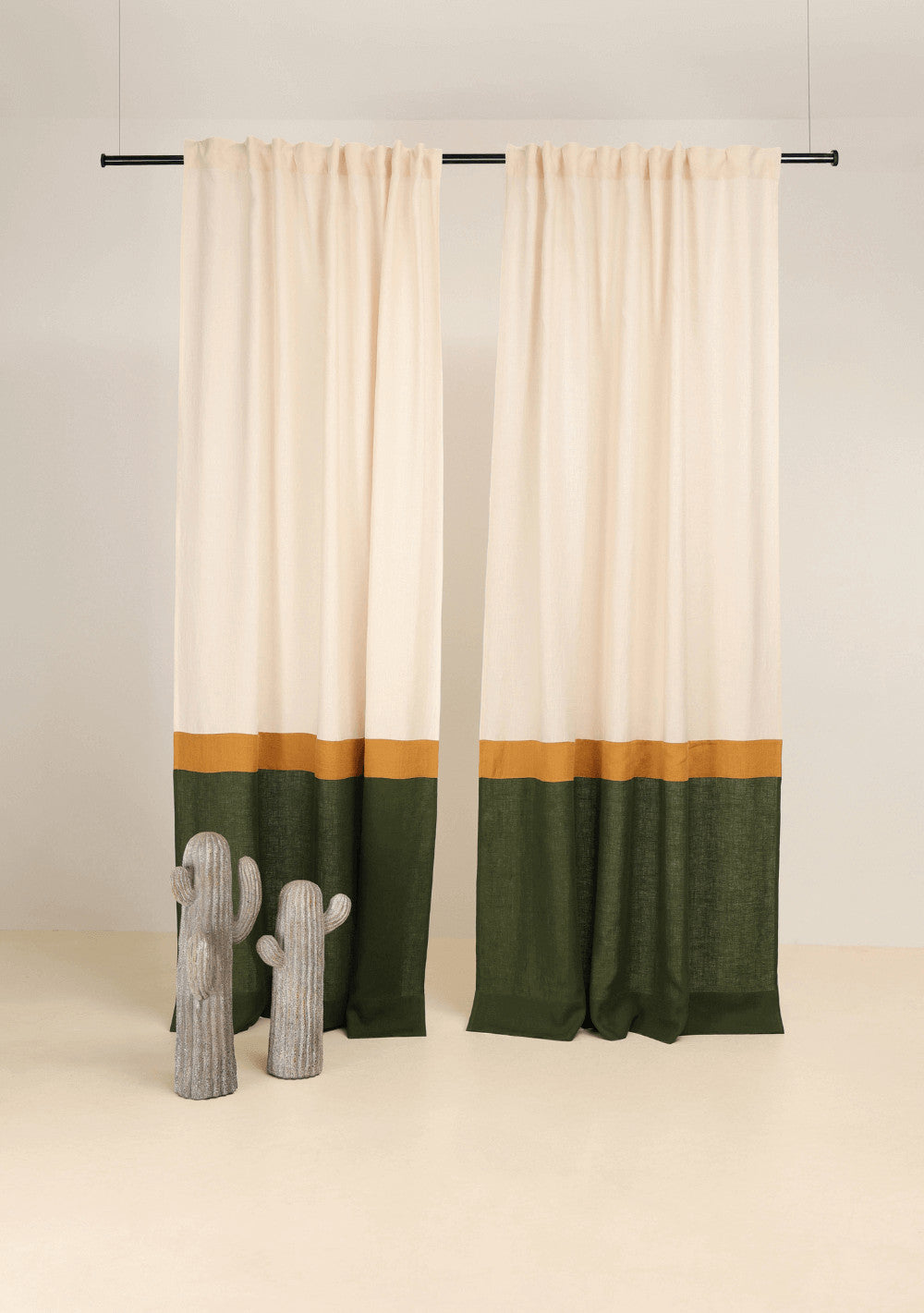 Linen curtains with multifunctional heading tape