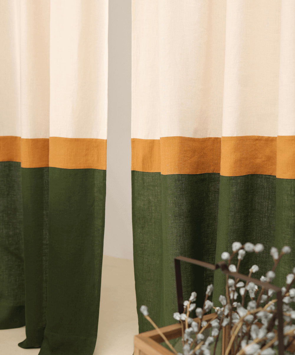 Linen curtains with multifunctional heading tape
