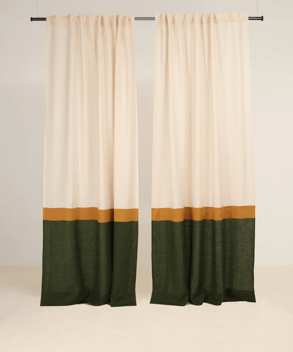 Linen curtains with multifunctional heading tape