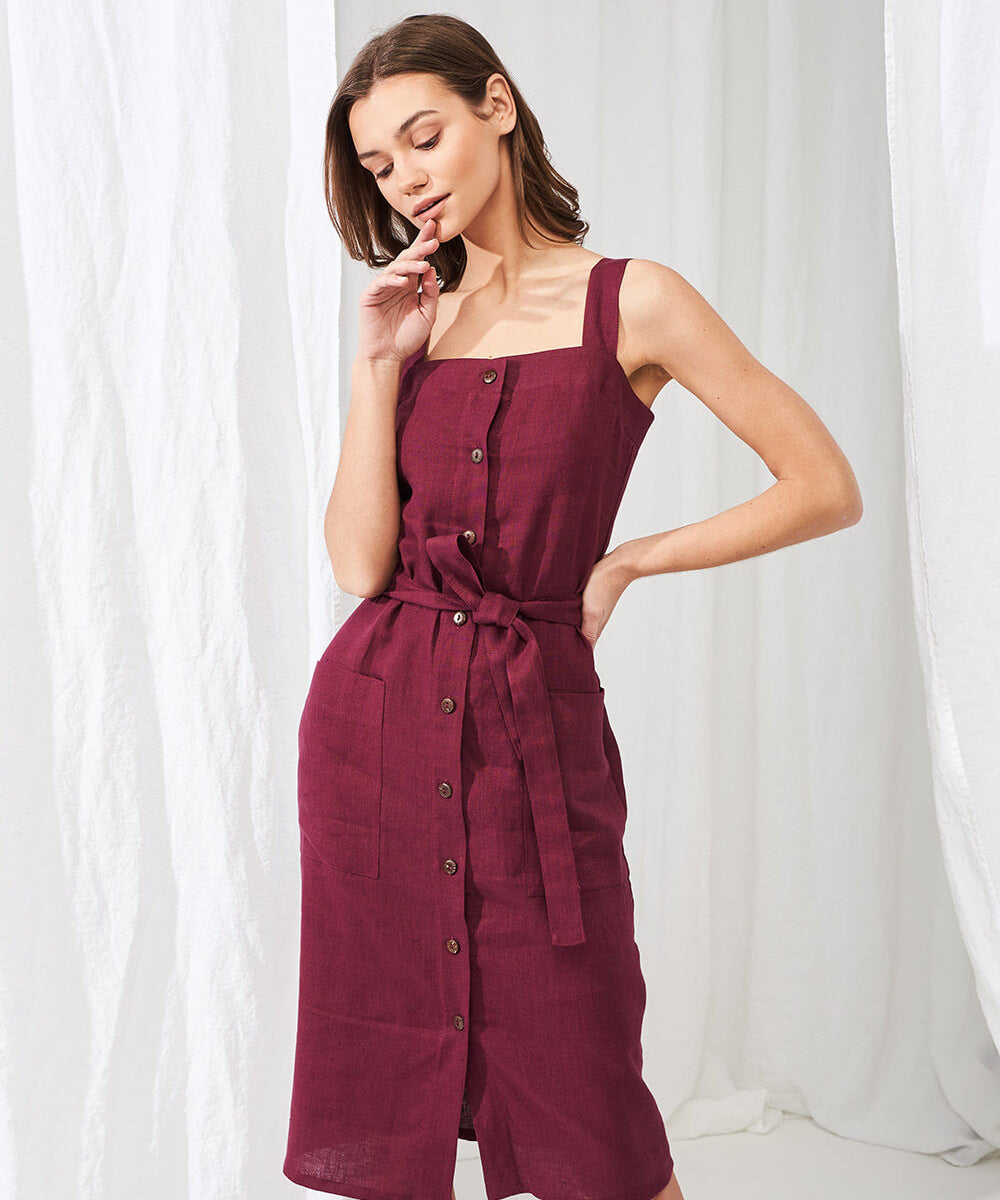 Linen button down dress Ava