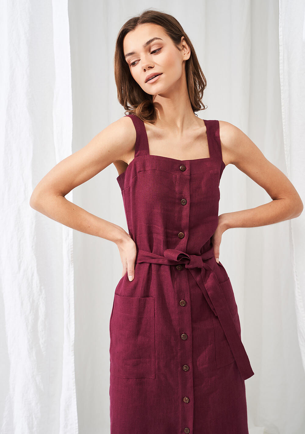 Linen button down dress Ava