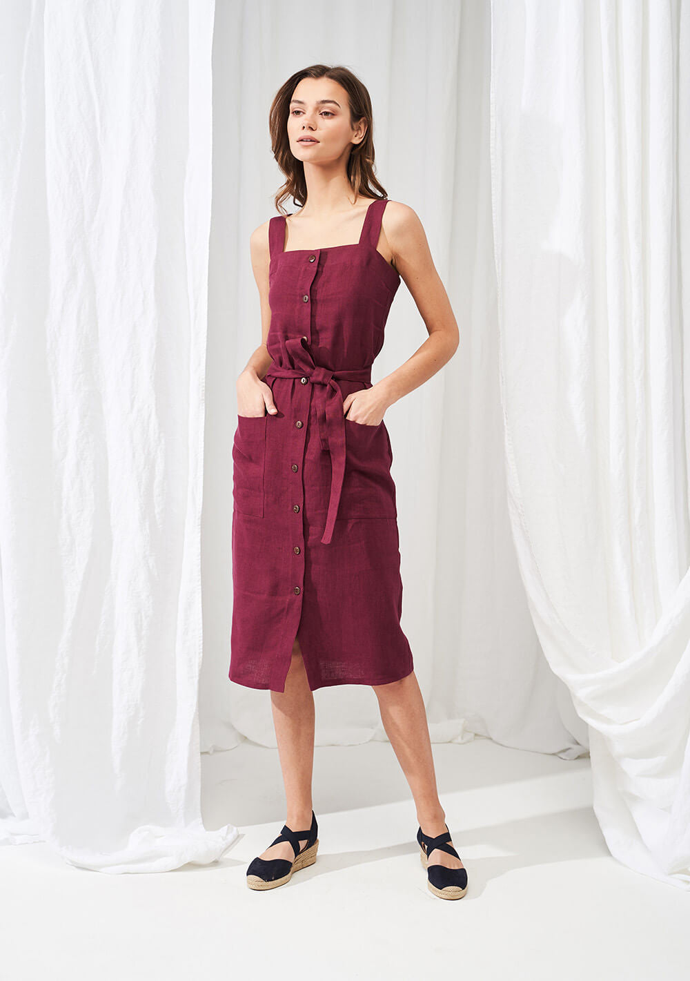Linen button down dress Ava