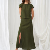 Linen front slit skirt Valencia