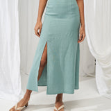 Linen front slit skirt Valencia