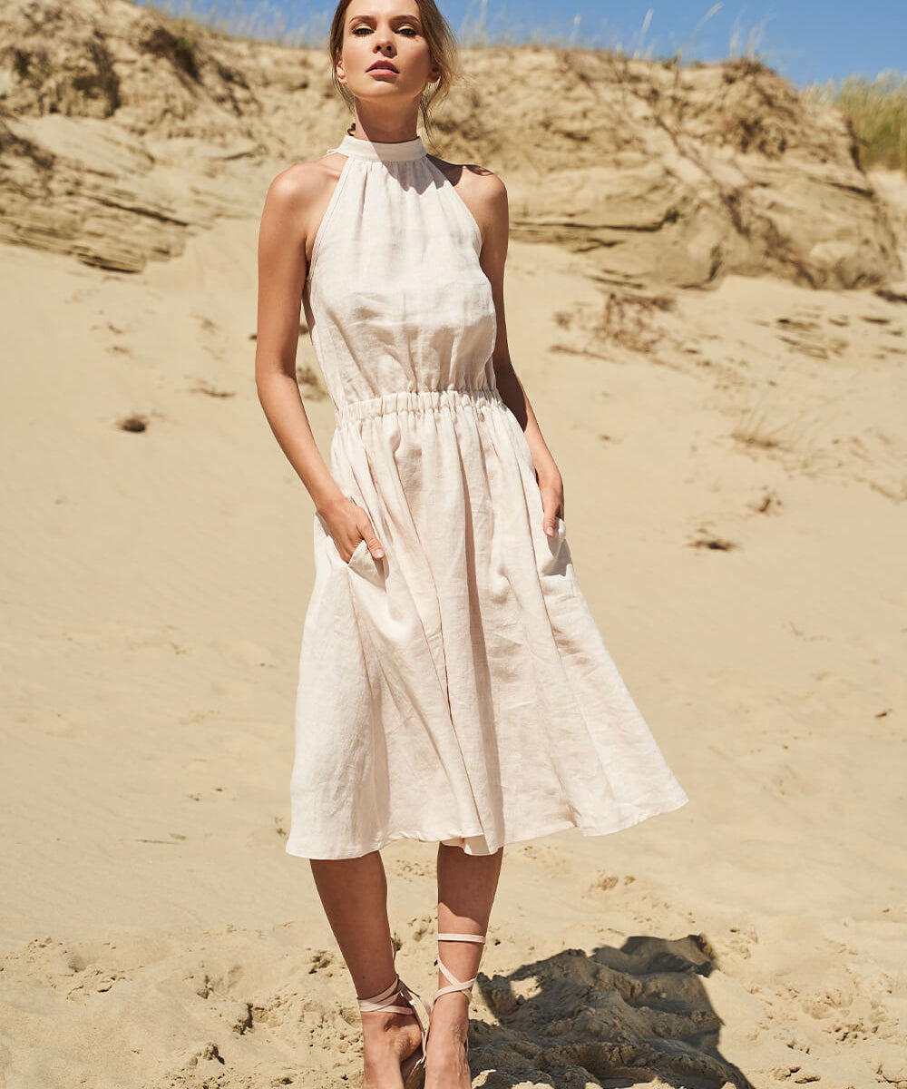Linen high neck dress Estelle