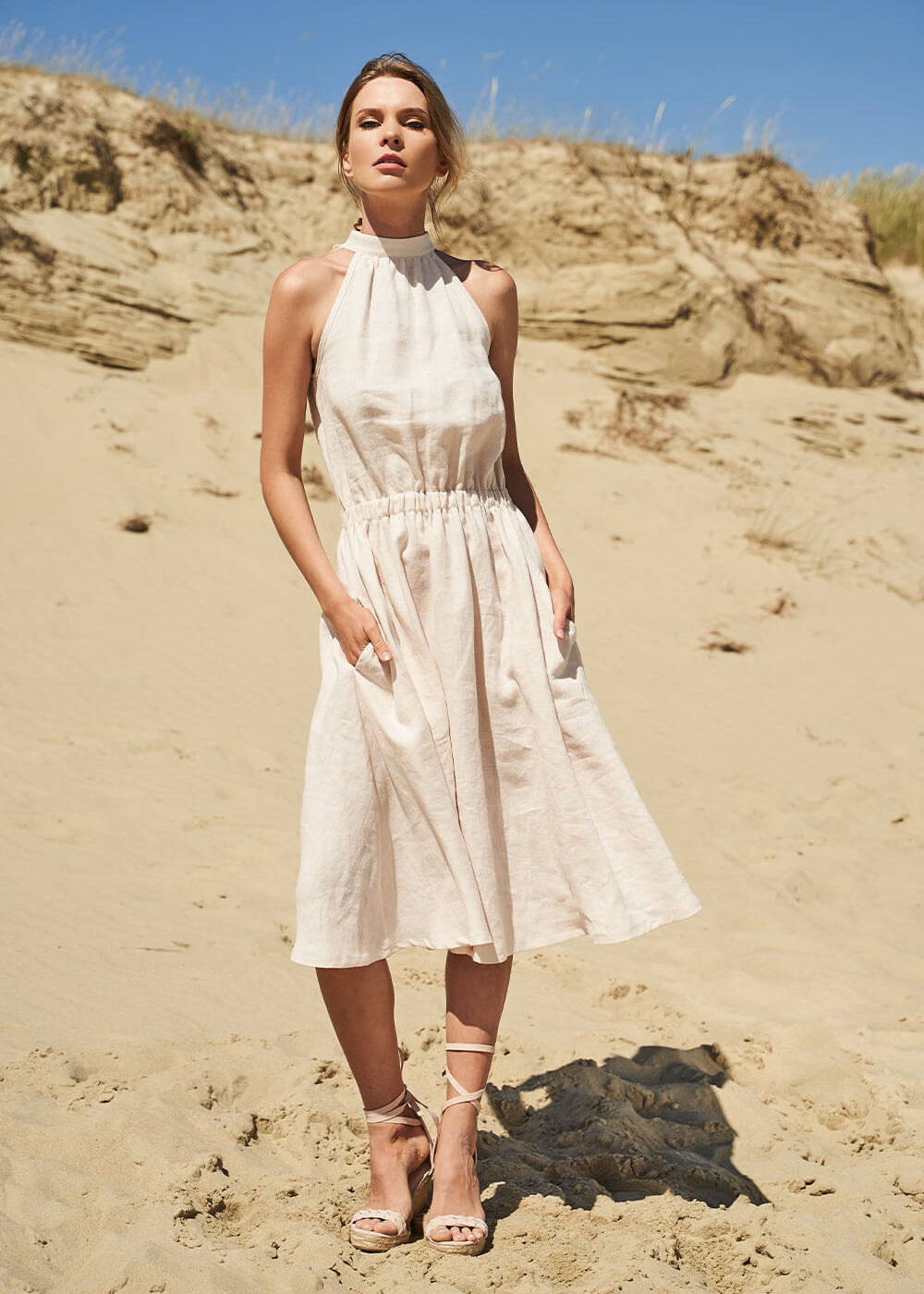Linen high neck dress Estelle
