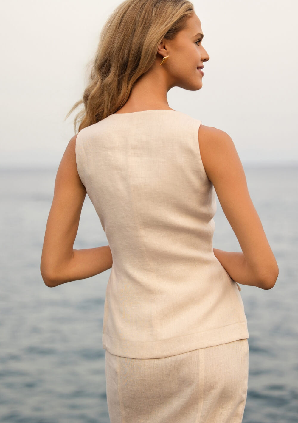 Linen longline vest top Evelyn