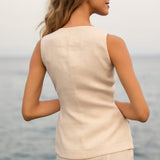 Linen longline vest top Evelyn