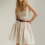 Linen midi skirt Sage