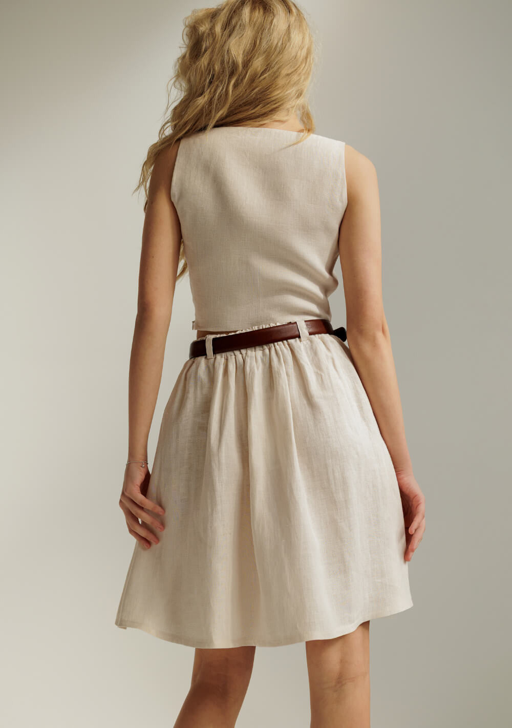 Linen midi skirt Sage