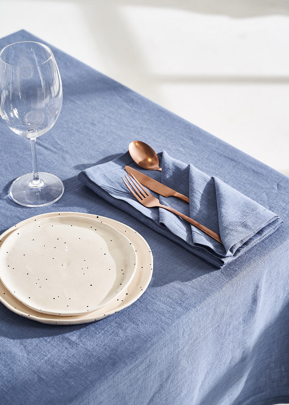 Linen napkins in cornflower blue