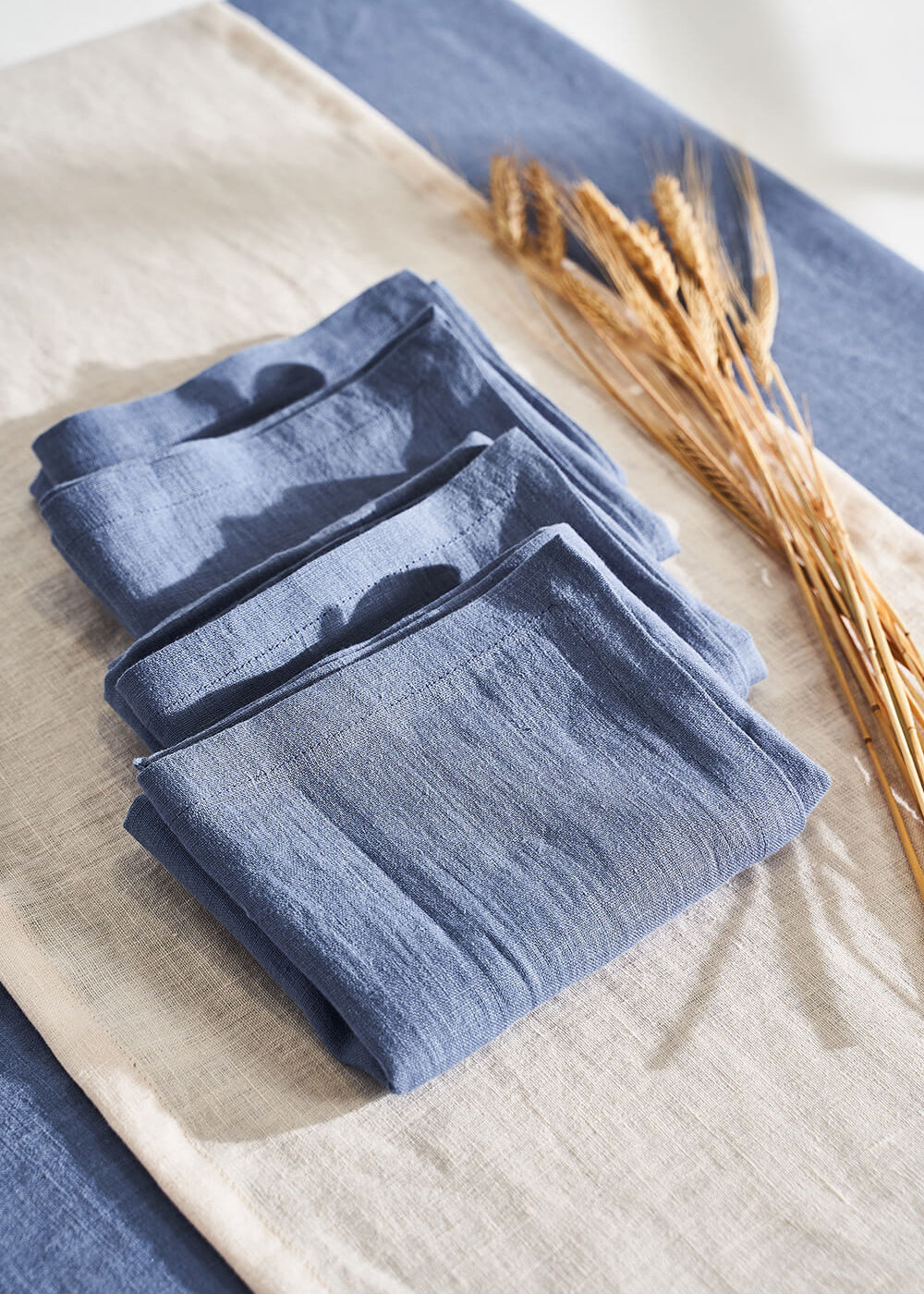 Linen napkins in cornflower blue