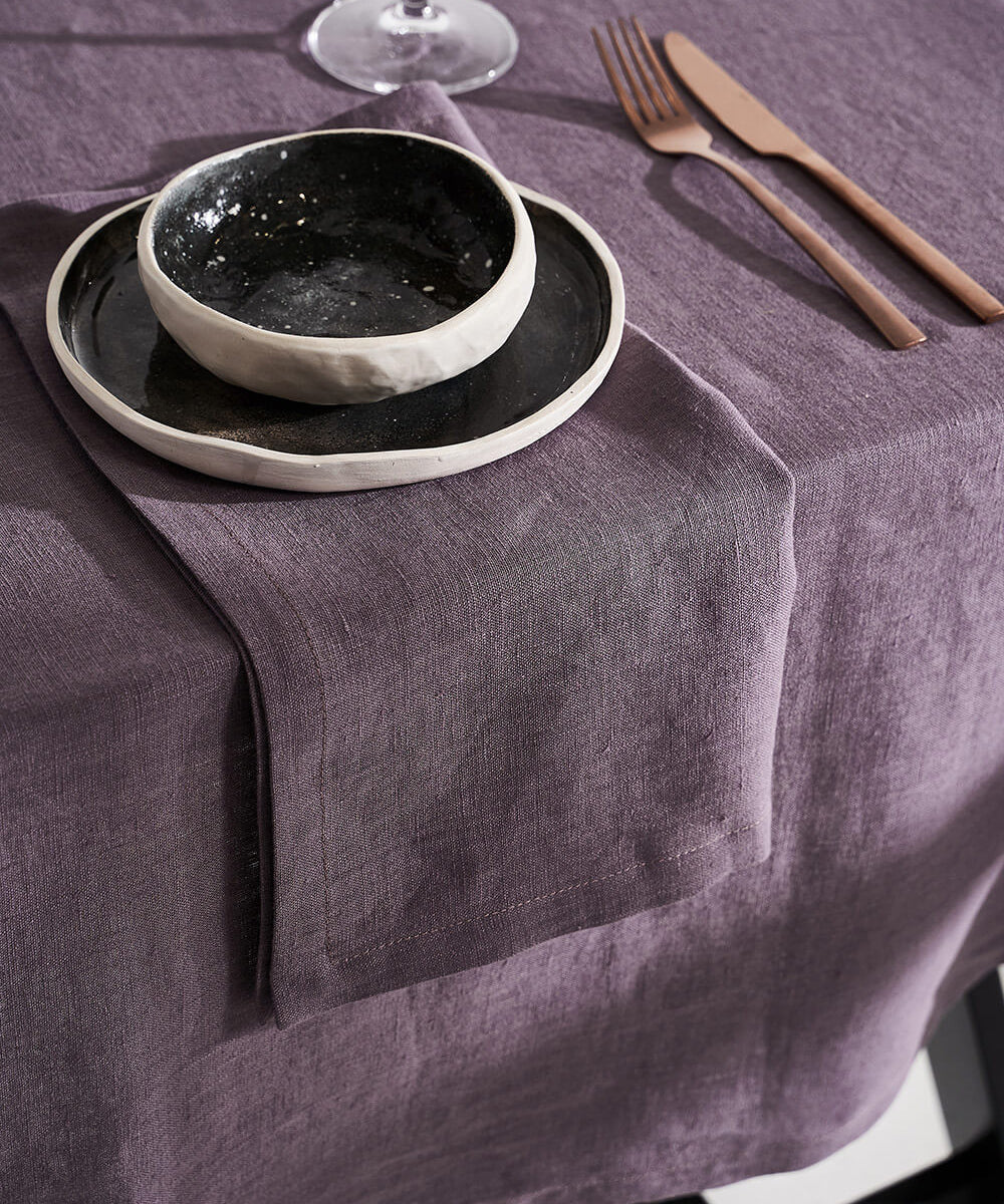 Linen napkins in lavender gray