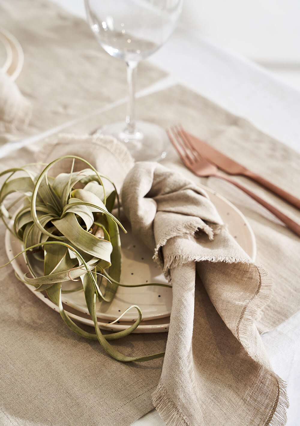 Linen napkins with fringe