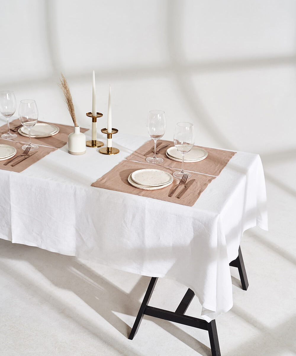 Linen placemats in cream tan