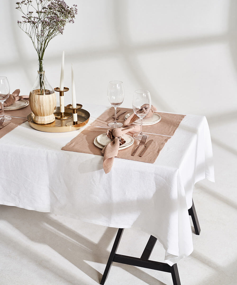 Linen placemats in cream tan