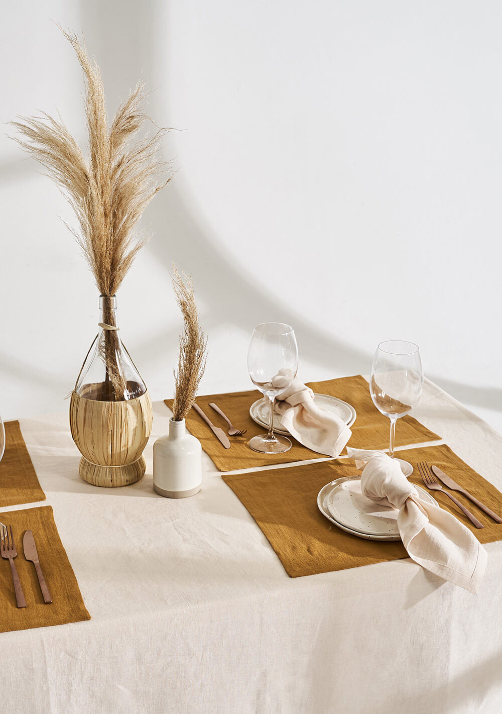 Linen placemats in mustard