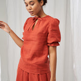 Linen puff sleeve top Lucia