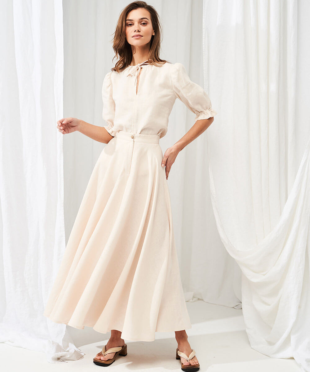 Linen puff sleeve top Lucia