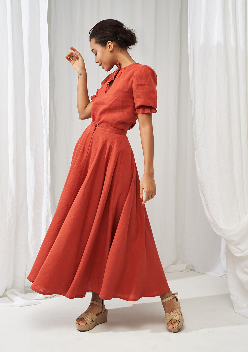 Linen puff sleeve top Lucia