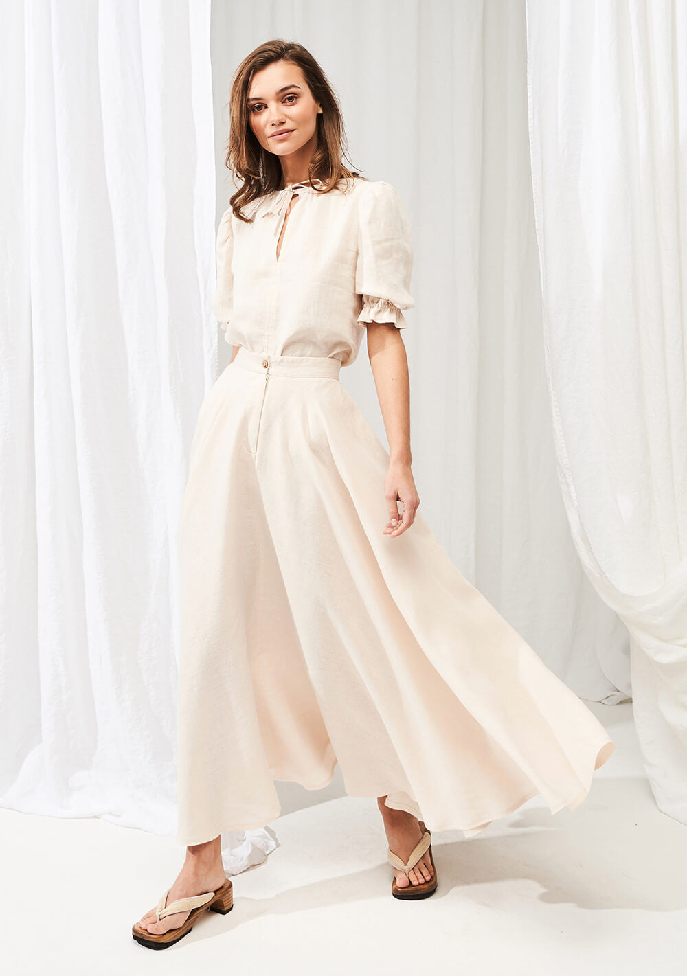 Linen puff sleeve top Lucia