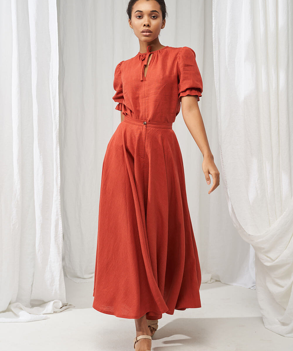 Linen puff sleeve top Lucia