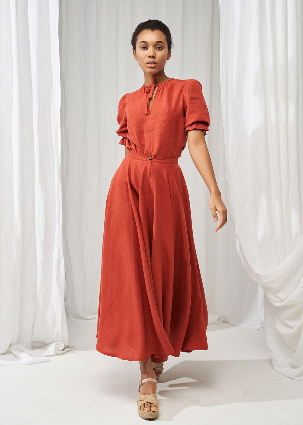 Linen puff sleeve top Lucia
