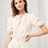 Linen puff sleeve top Lucia