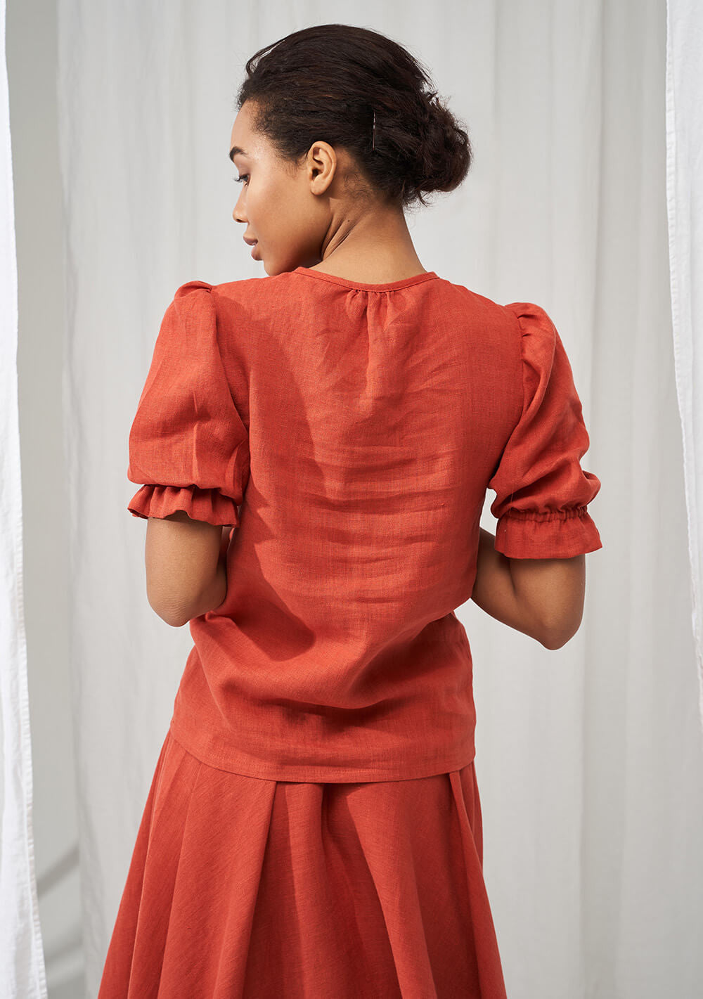 Linen puff sleeve top Lucia