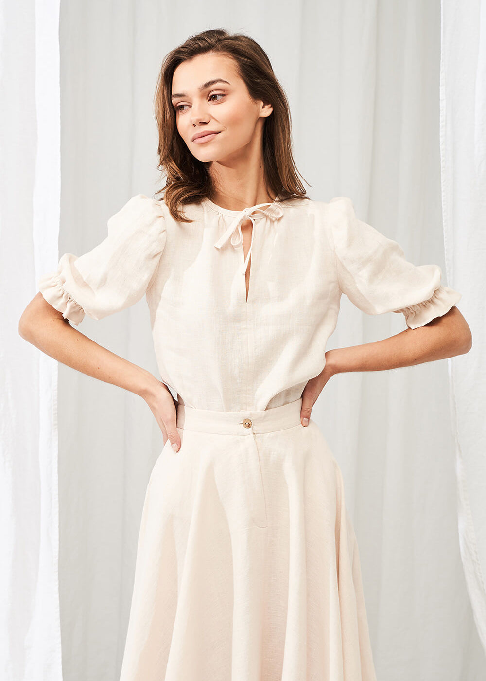 Linen puff sleeve top Lucia
