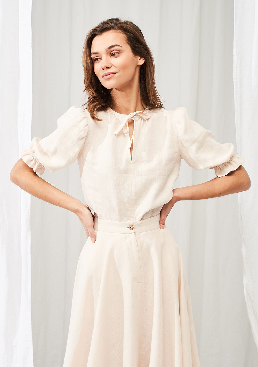 Linen puff sleeve top Lucia