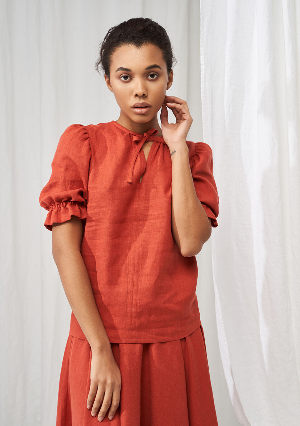 Linen puff sleeve top Lucia