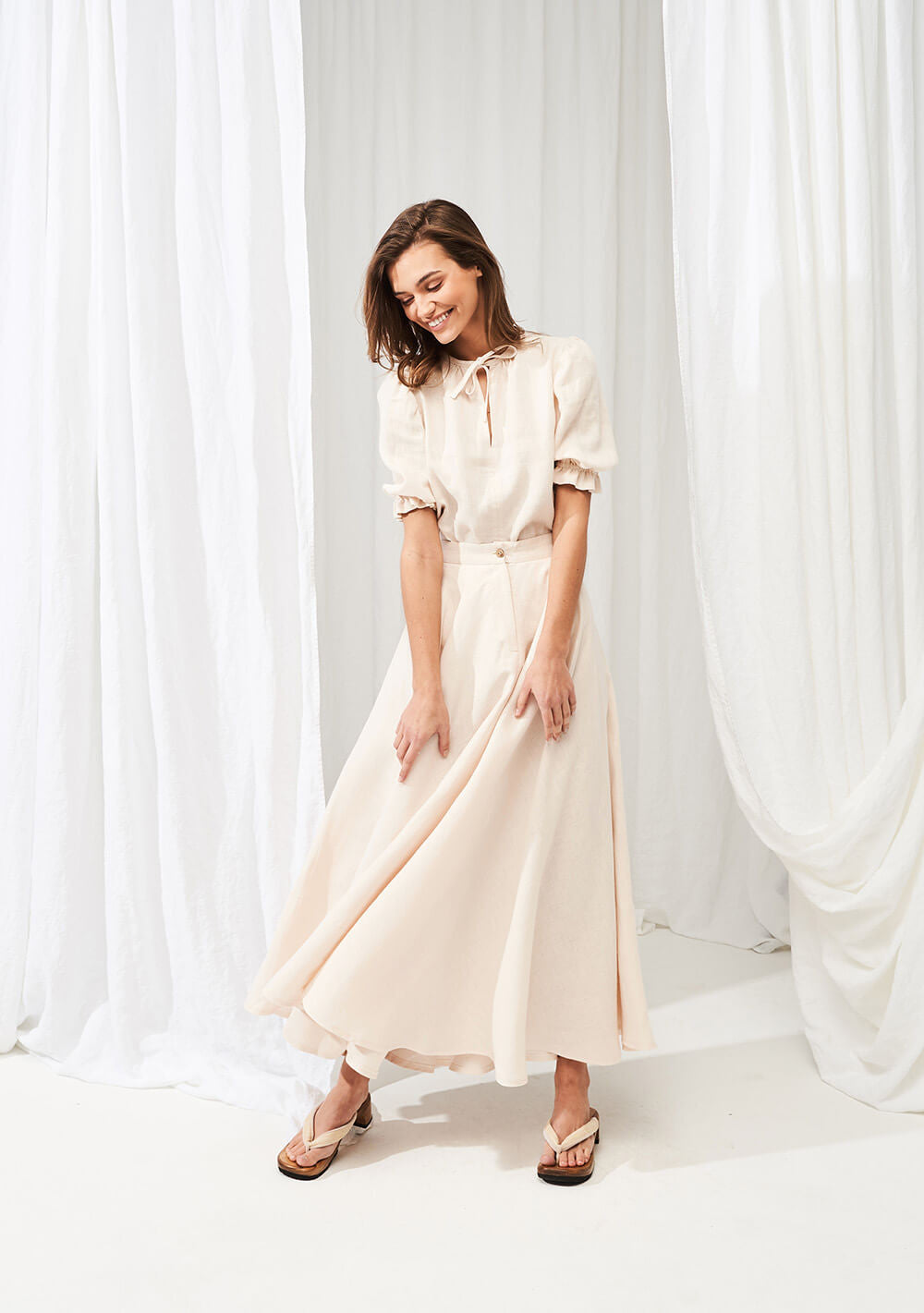 Linen puff sleeve top Lucia