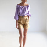 Linen scoop neck blouse Bloom