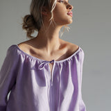 Linen scoop neck blouse Bloom