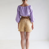 Linen scoop neck blouse Bloom