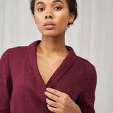 Linen shawl collar wrap dress Marlena