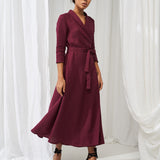 Linen shawl collar wrap dress Marlena