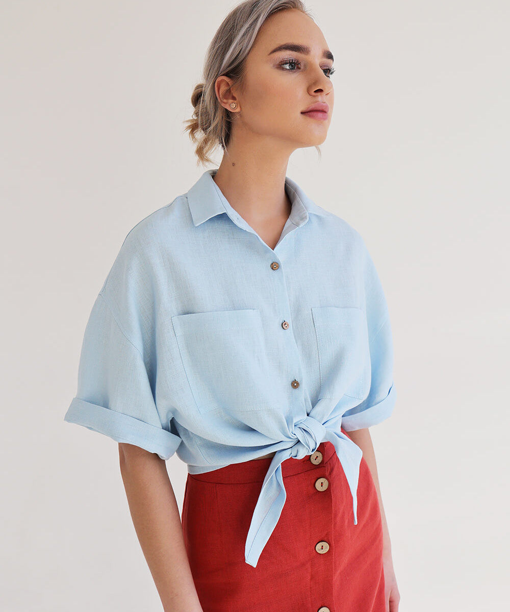 Linen shirt Jackie with dropped shoulder sleeves