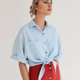 Linen shirt Jackie with dropped shoulder sleeves