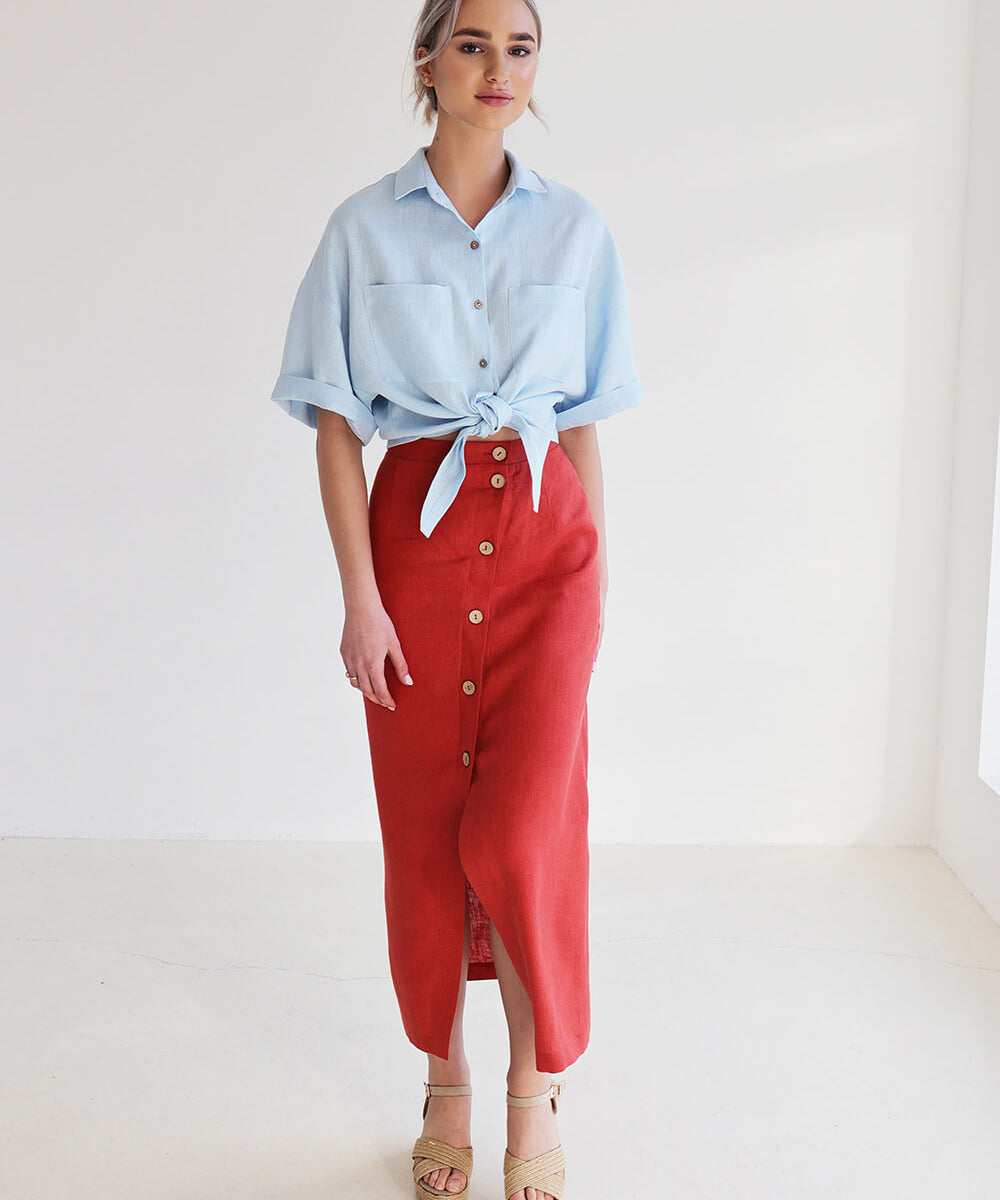 Linen shirt Jackie with dropped shoulder sleeves
