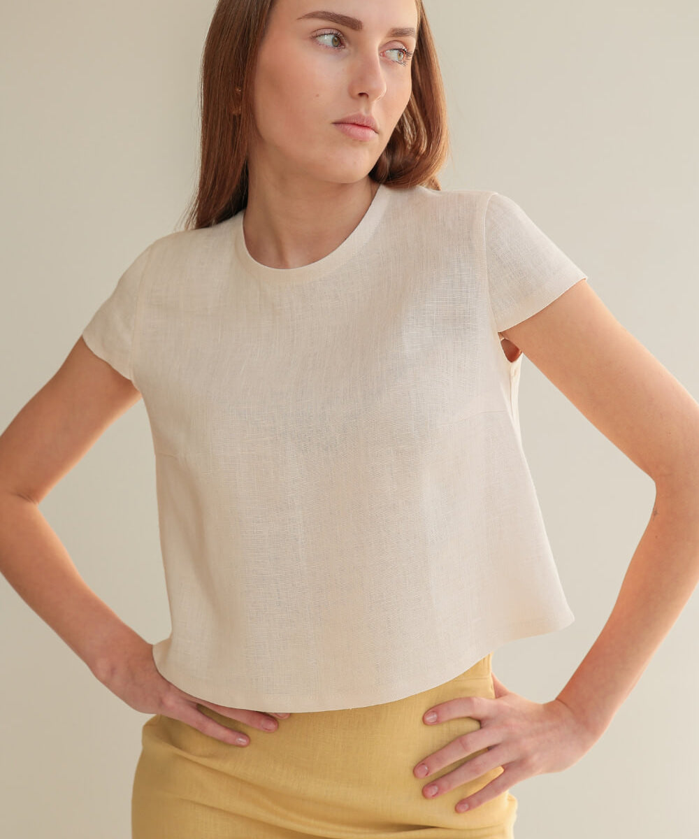 Linen short sleeve blouse Amelia